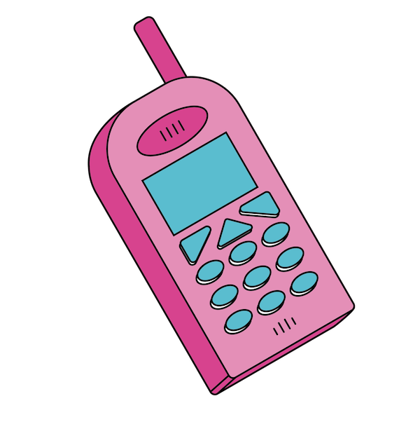Icon of a retro pink phone to represent confidence in brand - Emma Lovell